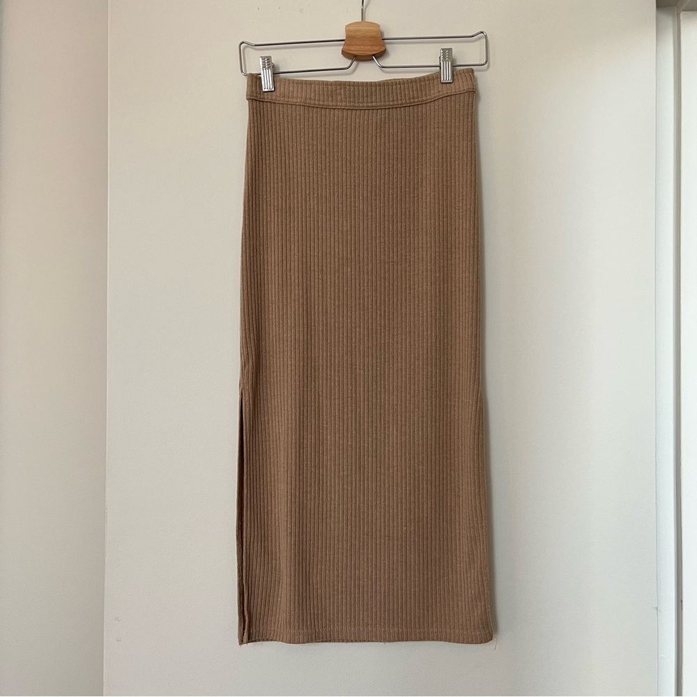 Camel Brown Knee Length Skirt